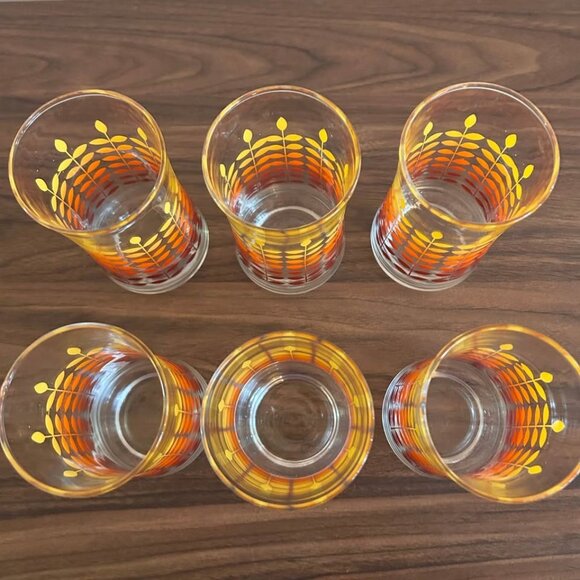 Set of 6 Vintage 1970s Ombre Autumn Leaf Glasses, Libbey Glassware Retro Barware - Picture 7 of 8